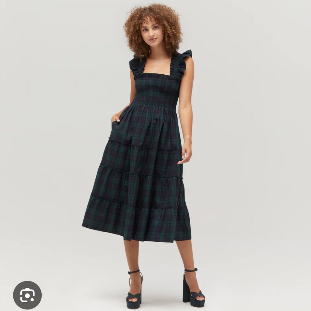 HILL HOUSE HOME BLACK-WATCH TARTAN NAP DRESS SIZE XS